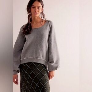 EUC Free People We The Free Midnight Pullover, size L Light Heather Gray